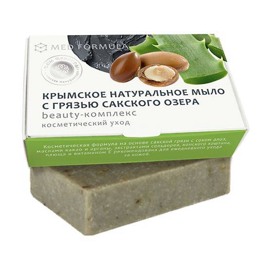Купить онлайн Крымское натуральное мыло на основе грязи Сакского озера ANTI-АКНЕ, 50г в интернет-магазине Беришка с доставкой по Хабаровску и по России недорого.