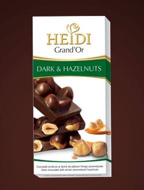 Купить онлайн Шоколад HEIDI Гранд'Ор темный Лесной орех 100г (Румыния) в интернет-магазине Беришка с доставкой по Хабаровску и по России недорого.