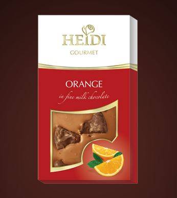 Купить онлайн Шоколад HEIDI Гурмэ молочный с Апельсином 100г (Румыния) в интернет-магазине Беришка с доставкой по Хабаровску и по России недорого.