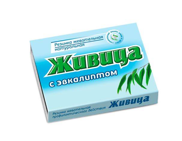 Купить онлайн Смолка жевательная Живица с эвкалиптом, 08 г * 5 шт в интернет-магазине Беришка с доставкой по Хабаровску и по России недорого.