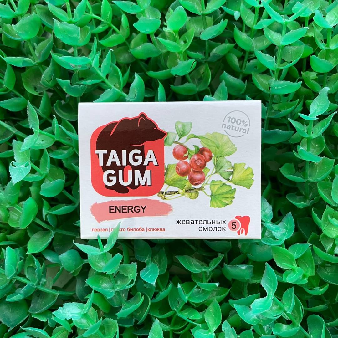 Смолка Taiga Gum "ENERGY" в растит. пудре, без сахара, блистер 0,8 г *5шт