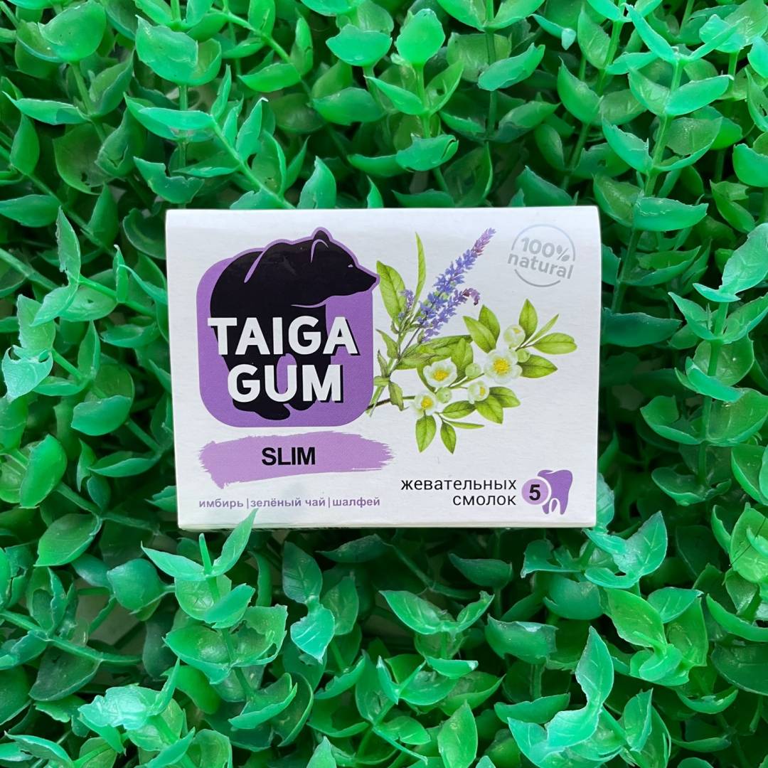 Смолка Taiga Gum "SLIM" в растит. пудре, без сахара, блистер 0,8 г * 5 шт