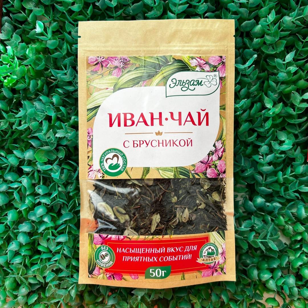 Иван-чай с брусникой листовой ферментированный, 50г
