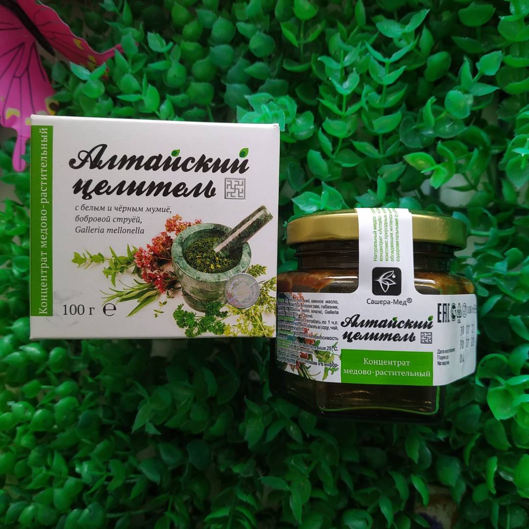 Купить онлайн Концентрат медово-растительный Алтайский целитель, 100г в интернет-магазине Беришка с доставкой по Хабаровску и по России недорого.