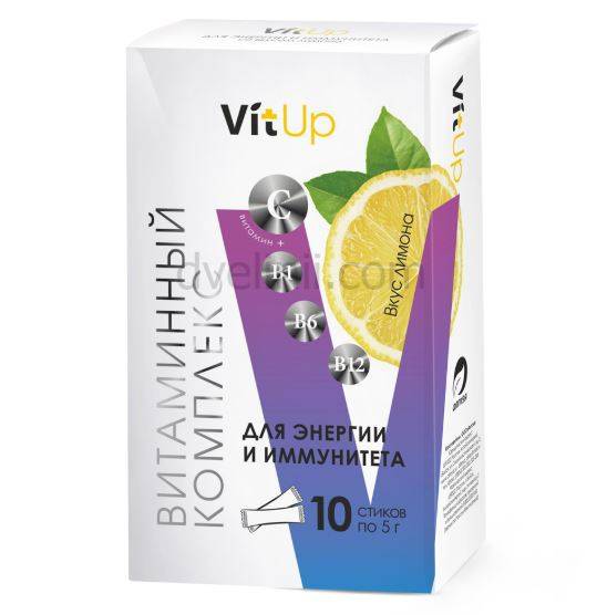 Купить онлайн БАД Витаминный комплекс источник энергии и иммунитета VitUp, со вкусом лимона в интернет-магазине Беришка с доставкой по Хабаровску и по России недорого.