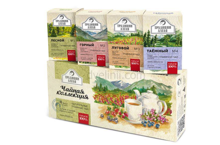 Подарочный набор травяных чаёв Чайная коллекция, 4 шт * 50 г