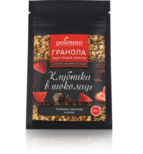 Купить онлайн Гранола "Клубника в шоколаде", 250г в интернет-магазине Беришка с доставкой по Хабаровску и по России недорого.