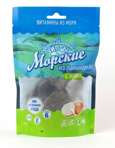 Купить онлайн Морские чипсы из ламинарии с луком, 100г в интернет-магазине Беришка с доставкой по Хабаровску и по России недорого.